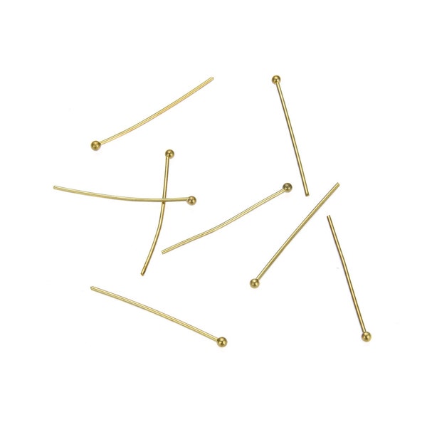 U Pick 200pcs Raw Brass Ball Head Pins 22mm 26 30 35 40mm 50mm (Wire 0.8mm/0.03 inch/20 Gauge) No Plated/Coated for Jewelry Beading Making