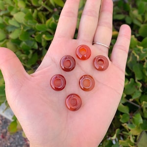10pcs Natural Carnelian Agate Healing Gemstone 14mm Round Rondelle Donut Beads (Large Hole 5.6mm) For Macrame Cord Bracelet Jewelry Making