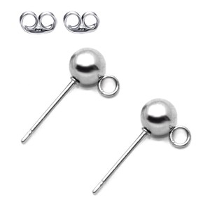 Välj 50 st. örhängesstift i kirurgiskt rostfritt stål av 316-kvalitet med kulor och 50 st. örhängesbakstycke 3 mm/4 mm/5 mm med kulor för gör-det-själv-örhängen och smyckenstillverkning