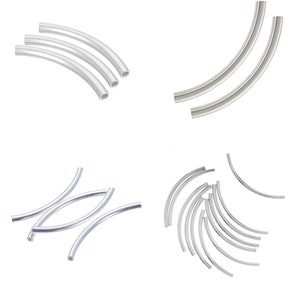 Pick 10pcs Real 925 Sterling Silver Curved Noodle Tube Bead 15mm 20mm 30mm Long (Hole ID 1mm) for DIY Craft Necklace Bracelet Jewelry Making