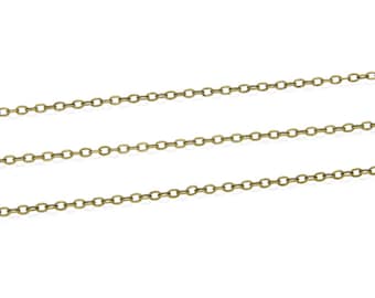Cadena de cable plana de 33 pies, chapada en bronce antiguo, de cobre, de 1,3/1,5/1,8/2,5 mm, para collares, pulseras, pendientes y manualidades. Fabricación de joyas.