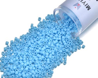 7.5 Grams Genuine Miyuki Delica 11/0 Seed Beads, Opaque Turquoise Blue DB0725,  Approx 1500 Beads/Tube  for Peyote Stitch Loom Weaving