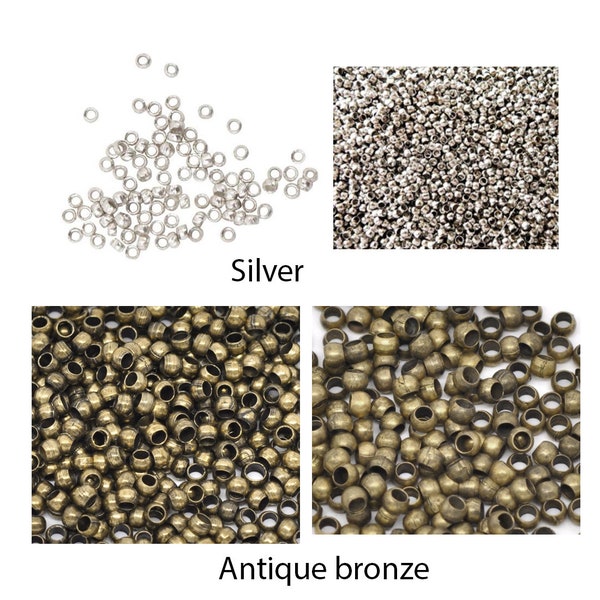 U Pick 200pc/500pcs Petit bouchon à sertir minuscules perles d'espacement en laiton 1.5mm 2mm argent/bronze antique pour la fabrication de bijoux en bois de verre de pierre gemme