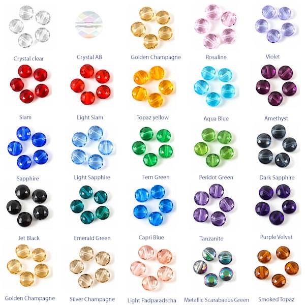 U Pick 25pc/50pc Adabele Austrian 8mm Faceted Round Flat Coin Crystal Bead Compatible with Swarovski Crystals 5052 For Jewelry Charm Making