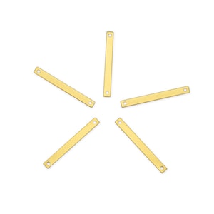 10pcs Tarnish Resistant 30mm 2-Hole Rectangle Bar Connector Link Earring Findings 18K Yellow Gold Plated Brass For Craft Jewelry Making