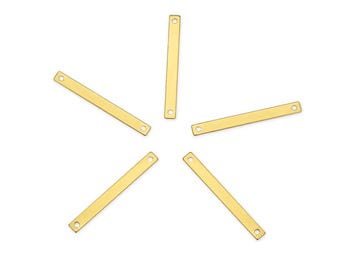 10pcs Tarnish Resistant 30mm 2-Hole Rectangle Bar Connector Link Earring Findings 18K Yellow Gold Plated Brass For Craft Jewelry Making