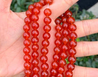 U pick 15 Inch Natural Carnelian Red Orange Agate Healing Gemstone Round Beads 4mm 6mm 8mm 10mm for Bracelet Earrings Jewelry Making