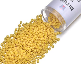 7.5 Grams Genuine Miyuki Delica 11/0 Seed Beads, Opaque Matte Glazed Pineapple DB2284,   Approx 1500 Beads/Tube  Peyote Stitch Loom Weaving