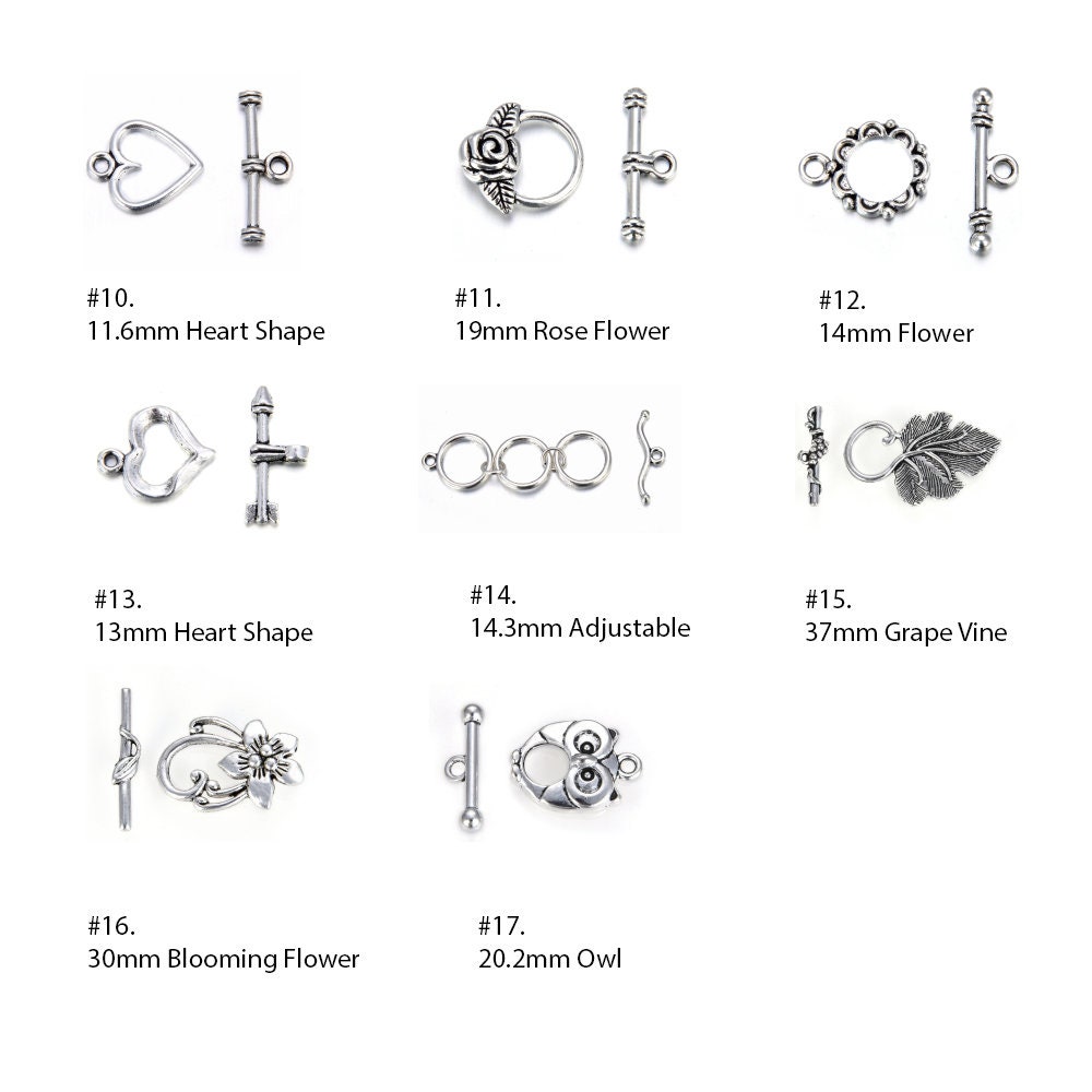 Pick 20 Set Toggle Clasp T-bar Closure Connector Antique Silver