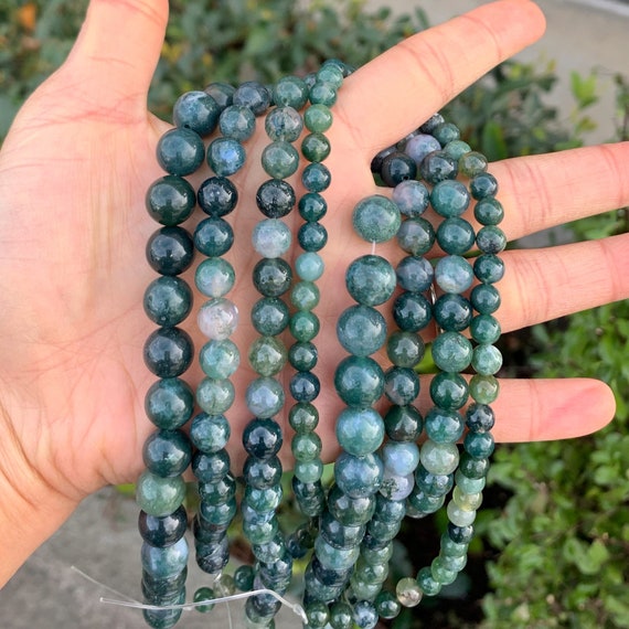 Smooth Round, Jade Green Agate Beads, Choose Size (16 Strand)