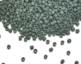 7.5 Grams Genuine Miyuki Delica 11/0 Seed Beads, Opaque Matte Glazed Avocado DB2291,   Approx 1500 Beads/Tube for Peyote Stitch Loom Weaving