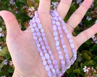 15 inch natuurlijk lichtpaarse kunzite healing edelsteen 6 mm tot 8 mm vrije vorm ovale getrommelde kiezelsteen kralen voor oorbellen sieraden maken