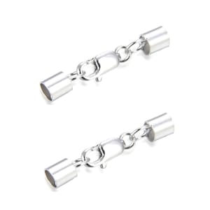 Pick 5 Sets Real Sterling Silver Glue In End Cap Clasp (Hole 2mm/3mm/4mm) Leather Cord Beading Wire Thread Necklace Bracelet Jewelry Making