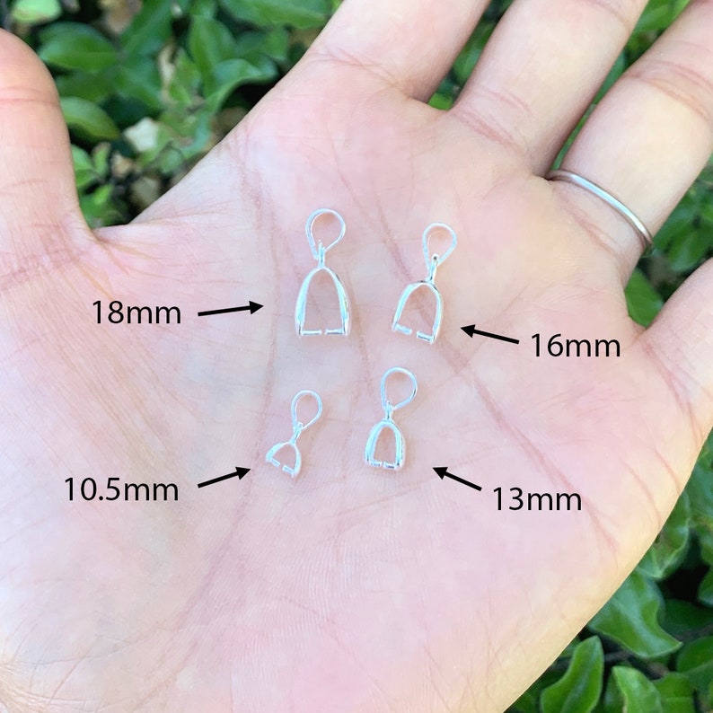 U Pick 2pc/4pc Authentic Sterling Silver Pendant Pinch Bail Clip Connector 10mm 13 16mm 18mm 20mm for Necklace Earrings Jewelry Charm Making image 6