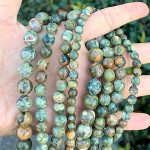 U Pick 1 Strand/15" Top Quality Natural Green Rhyolite Rainforest Jasper Healing Gemstone 4mm 6mm 8mm 10mm Round Loose Beads
