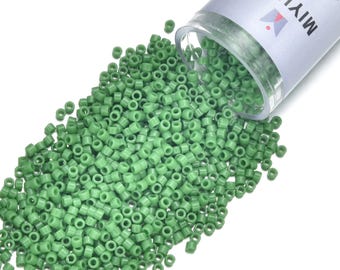 7.5 Grams Genuine Miyuki Delica 11/0 Seed Beads, Opaque Pea Green DB0724,   Approx 1500 Beads/Tube for Peyote Stitch Loom Weaving