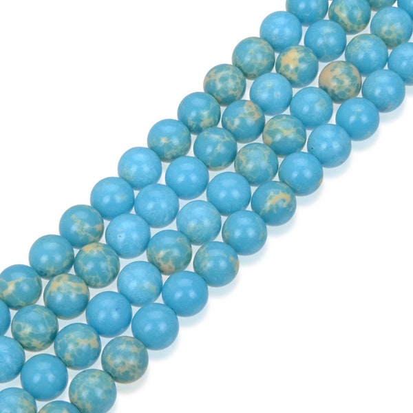 U Pick Top Quality Natural Turquoise Blue Regalite Jasper Gemstone 4mm 6mm 8mm 10mm Round Stone Beads 15 inch Per Strand for Jewelry Making