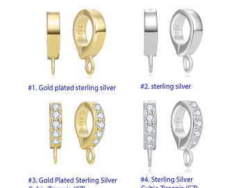 Pick 2pcs Authentic 925 Sterling Silver Pendant Clasp Bail Cubic Zirconia CZ Removable Clip Connector for DIY Charm Necklace Jewelry Making
