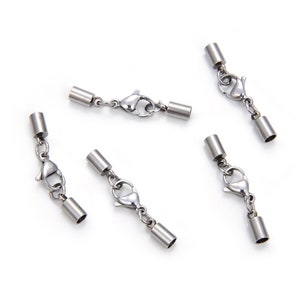 U Pick 20 Sets 304 Grade Surgical Stainless Steel Endcaps with Clasp for 1mm 1.5mm 2mm 3mm Beading Cord Wire Thread for Jewelry Craft Making image 3