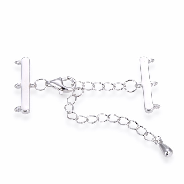 1 or 3 Sets Sterling Silver 3 Strands Clasp Adjustable Chain Multi Strands Connector Set for Necklace Bracelet Anklet Jewelry Craft Making