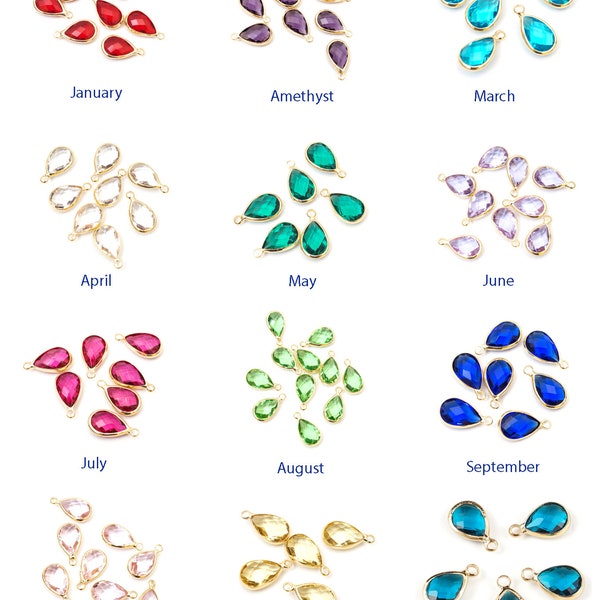Gold Plated Heart Birthstone Charm, Heart Birth Month Stone Pendant, Personalized Jewelry Charm