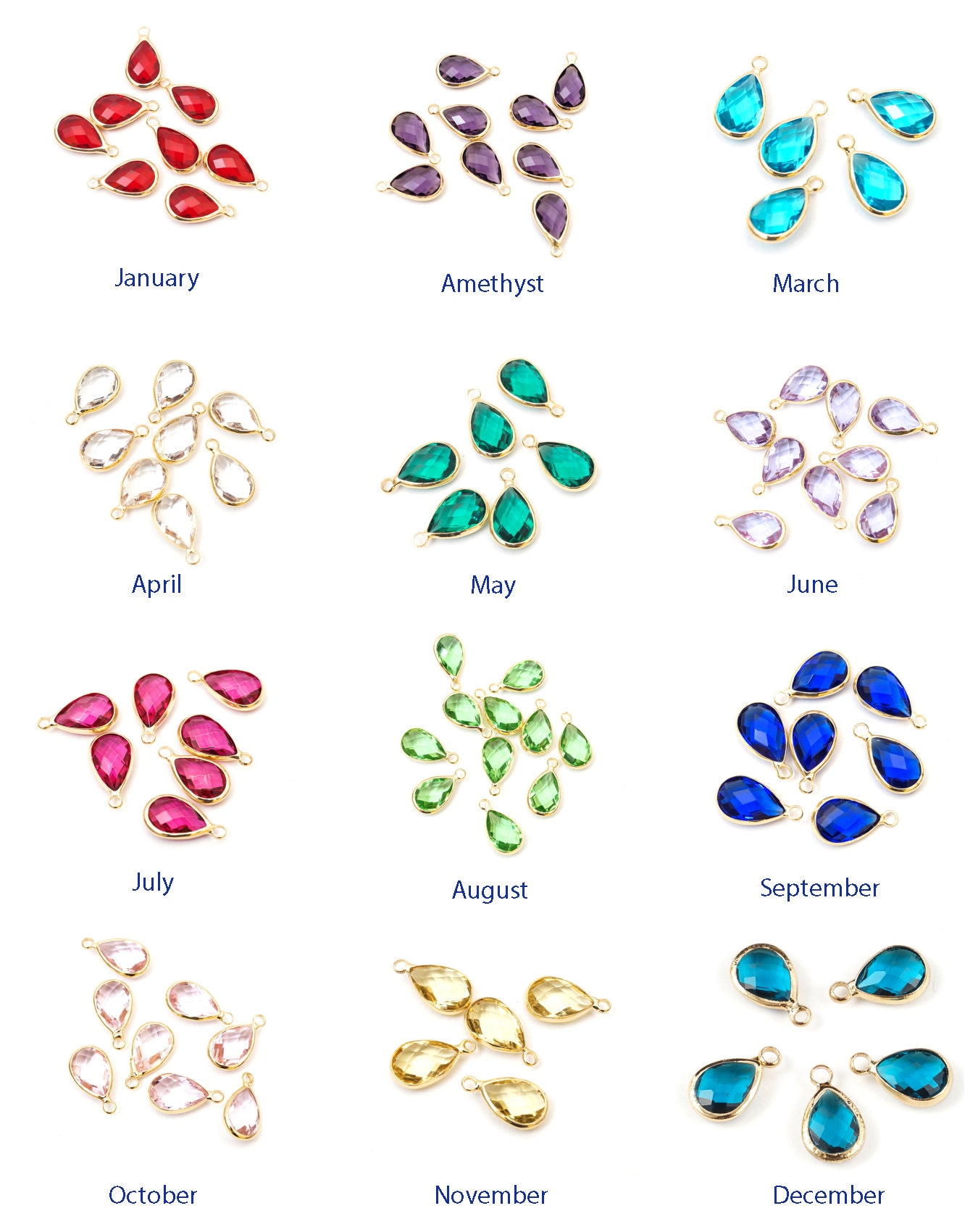 U Pick 10pc/30pc A Quality Dangle Gold Birthstone Charms Etsy