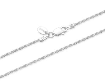 925スターリングシルバー ダイヤモンドカットロープチェーンネックレス 1.1mm シルバー/ホワイトゴールド レディースジュエリーチェーン ニッケルフリー 18 20 22 24 26インチ 1個をお選びください