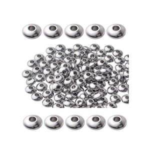 100 Stück 304 Grad chirurgischem Edelstahl hypoallergen 4 mm 6 mm Untertasse Rondelle Spacer Perlen für Halskette Armband Schmuck Handwerk machen