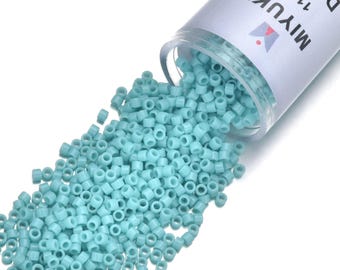 7.5 Grams Genuine Miyuki Delica 11/0 Seed Beads, Opaque Sea Opal DB1136,   Approx 1500 Beads/Tube for Peyote Stitch Loom Weaving