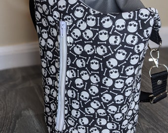 Skull H2O To Go crossbody water bottle bag, Tumbler cozie, Stanley Cup bag, Ready to ship bag