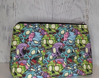 Zombies padded zippered bag, planner bag, makeup pouch, toiletries bag, gym on the go bag