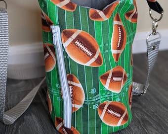 Sunday night lights Football print H2O Bottle Sling, Cup Bag, Football mom drink cozy, Ready to ship bags