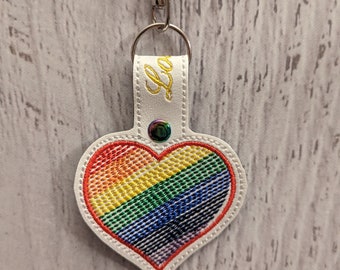 Love is love rainbow heart keychain, keyfob, purse charm