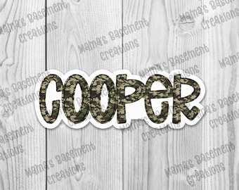 Camo Theme Custom Name Sticker, Personalized Name Sticker For Water Bottle, Name Sticker For Kids, Gift Idea, name sticker, party favor
