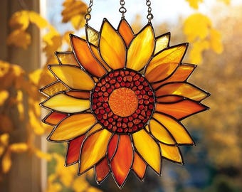 Personalized Sunflower Acrylic Suncatcher, Custom Window Decor