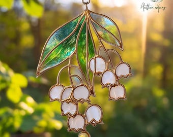 Acchiappasole a forma di mughetto, stile acrilico colorato, fiore di nascita di maggio