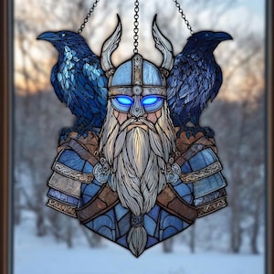 Atrapasueños acrílico vikingo de Odín: Adorno para ventana de la mitología nórdica, regalo para hombres.