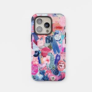 Aesthetic Phone Case | Playful Retro Preppy Cute Collage Design for iPhone & Samsung, Bold Colorful Cover, Unique Gift