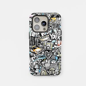 NYC Doodle Phone Case, Whimsical New York City Art for iPhone & Samsung, Perfect Gift for NYC Lovers  Phone Accessories Enthusiasts