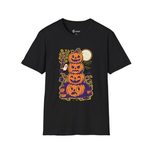 Stacked Jack-o'-Lanterns T-Shirt | Halloween Pumpkin Moon Design