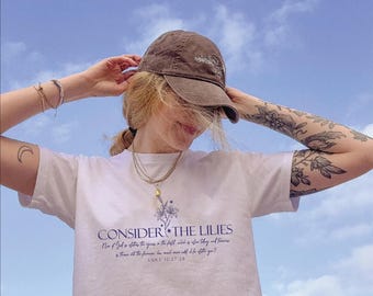 Comfort Colors Consider the Lilies Christian Tshirt, Bible Verse Shirt, Faith Apparel Gift, Jesus Tee,ana2556