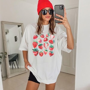 Comfort Colors Strawberry Cottagecore Shirt for Women, Strawberry Shirt,Strawberry Lover Gift for Gardener Shirt Fruit Tee Botanical,ana1790