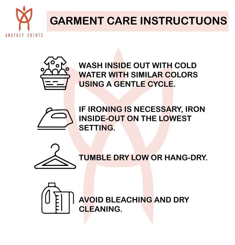 a poster with instructions on how to use a garment care instructions