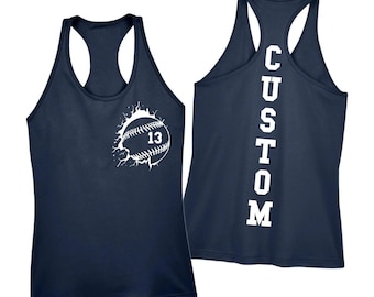 Custom Baseball Number and Name Racerback Tank Tops,Baseball Custom Racerback ,Baseball Mom Tee,Personalized Tank,Custom Baseball,ana1902