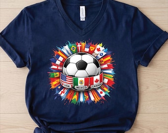 T-shirt unisexe à col en V de football, dos nageur USA Soccer 2026, sweat-shirt de football USA Canada Mexique, cadeau pour fan de sport, ana2885
