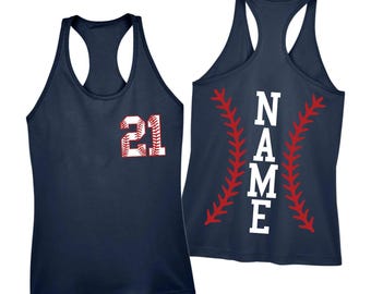 Custom Baseball Racerback Tank Tops: Personalized Name & Number,ana2054