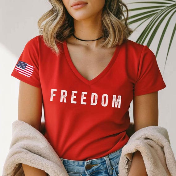 FREEDOM VNECK Shirt,Charlie Kirk Freedom VNeck Shirt, Freedom Usa Flag Vneck Tshirt, Patriotic Tee,ana2261