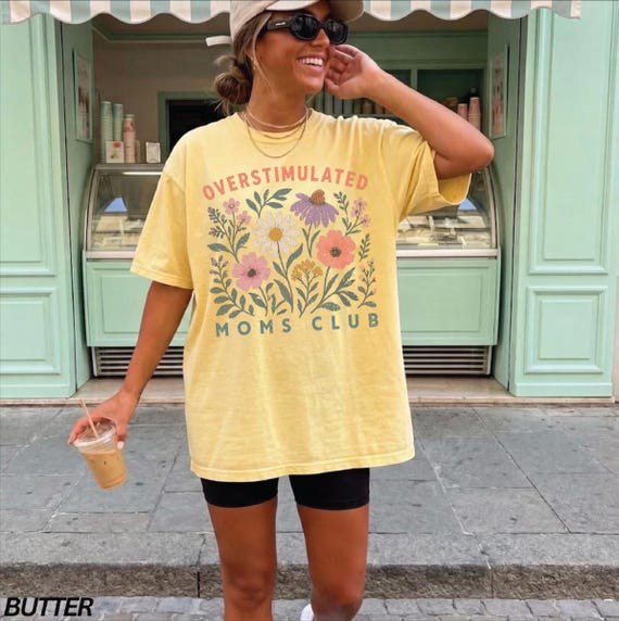Comfort Colors Overstimulated Moms Club Tshirt: Floral Mama Shirt,ana2910
