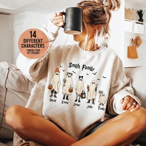 Custom Ghost Family Shirt Sweatshirt, Personalized Matching, Halloween Crewneck - Custom Kids, Adults, Sweat,ana3096