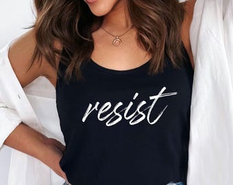 Resist  Racerback Tank top,Anti-Trump Tee,Protest tee,Democracy Crop,Anti-MAGA, Patriotic Tee,Liberal Shirt,ana1964